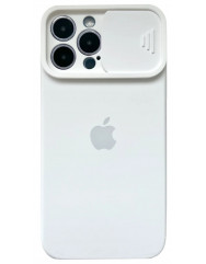 Silicone Case SLIDER Full Camera SQUARE side for iPhone 13 Pro Max White