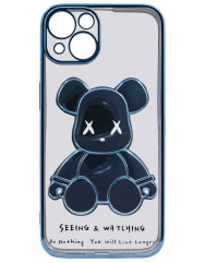 Чехол TPU BearBrick Transparent iPhone 14 (Blue)