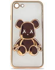 Чехол TPU BearBrick Transparent iPhone 7/8/SE Gold)