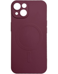 Чохол Silicone Case + MagSafe iPhone 13 (бордовий)