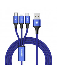 Кабель Baseus Rapid Series 3in1 USB to Lightning + Micro-USB + Type-C 1.2m (Blue)