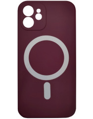 Чехол Silicone Case + MagSafe iPhone 11 (бордовый)
